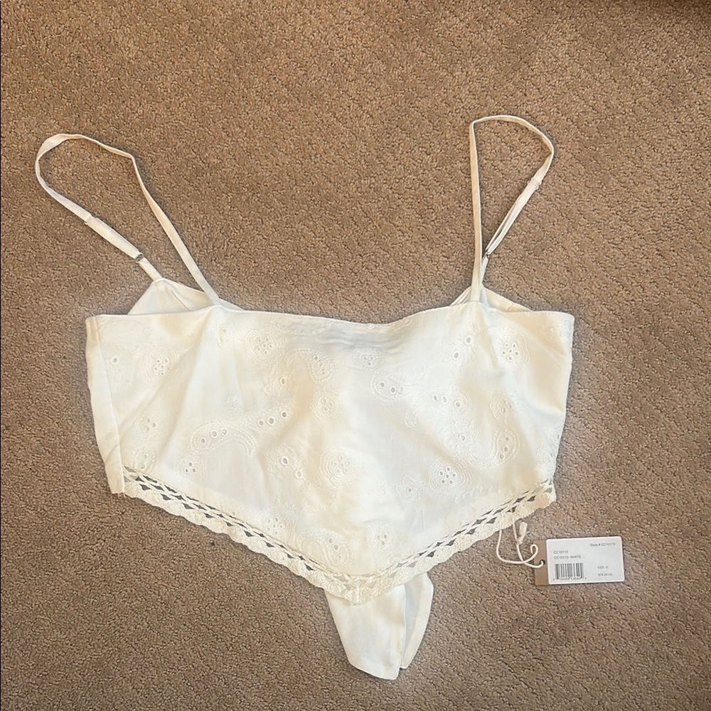 Surf Gypsy White Lace Trim Top